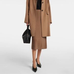 JLUXLABEL Women Tan Maxi Ribbed Pencil Skirt Acrylic Stretch Outdoor Winter Cozy